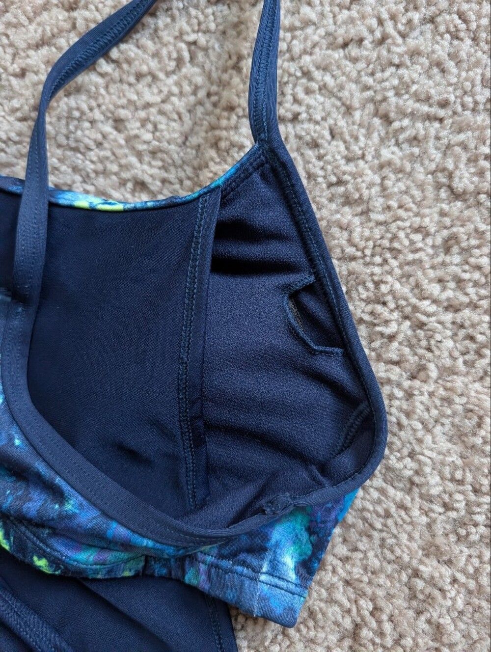 Nike Swim Women's Navy Swim Floral Layered Tankini Top Size Medium - Picture 6 of 9
